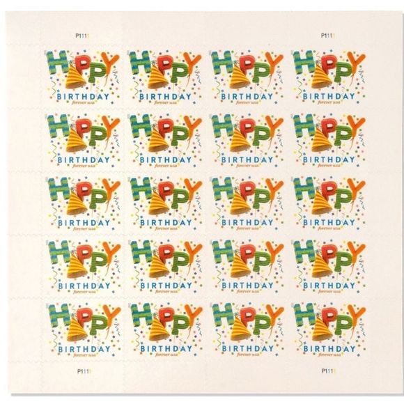100 Forever Happy Birthday USPS Postage Stamps First Class Mail Party Invitation - Picture 3 of 9